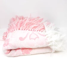 Goldwaters 100% Acrylic Throw Lap  Baby Blanket Pink and White 32x38 Italy