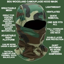 M-81 WOODLAND BDU CAMOUFLAGE COLD WEATHER BALACLAVA GAITER HOOD MASK