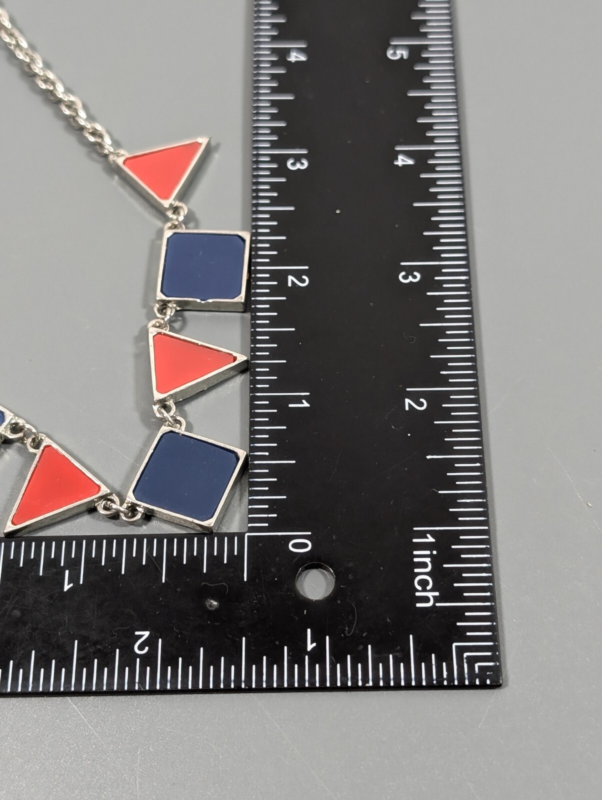 Red Blue Square Triangle Charm Statement Necklace… - image 8