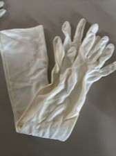 WHITE FORMAL DRESS GLOVES LONG Vintage BUTTONS Wedding Evening