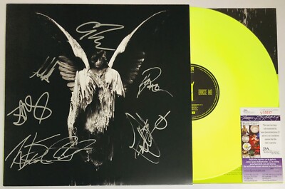 Underoath Band Signed Erase Me LP Green Vinyl Record Spencer Chamberlain + JSA