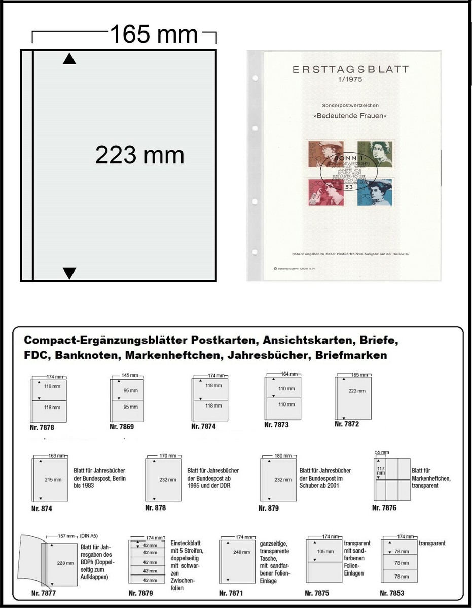 SAFE 7873 Feuilles Complémentaires Pour Classeur Compact - Cartes Postales Et Vues