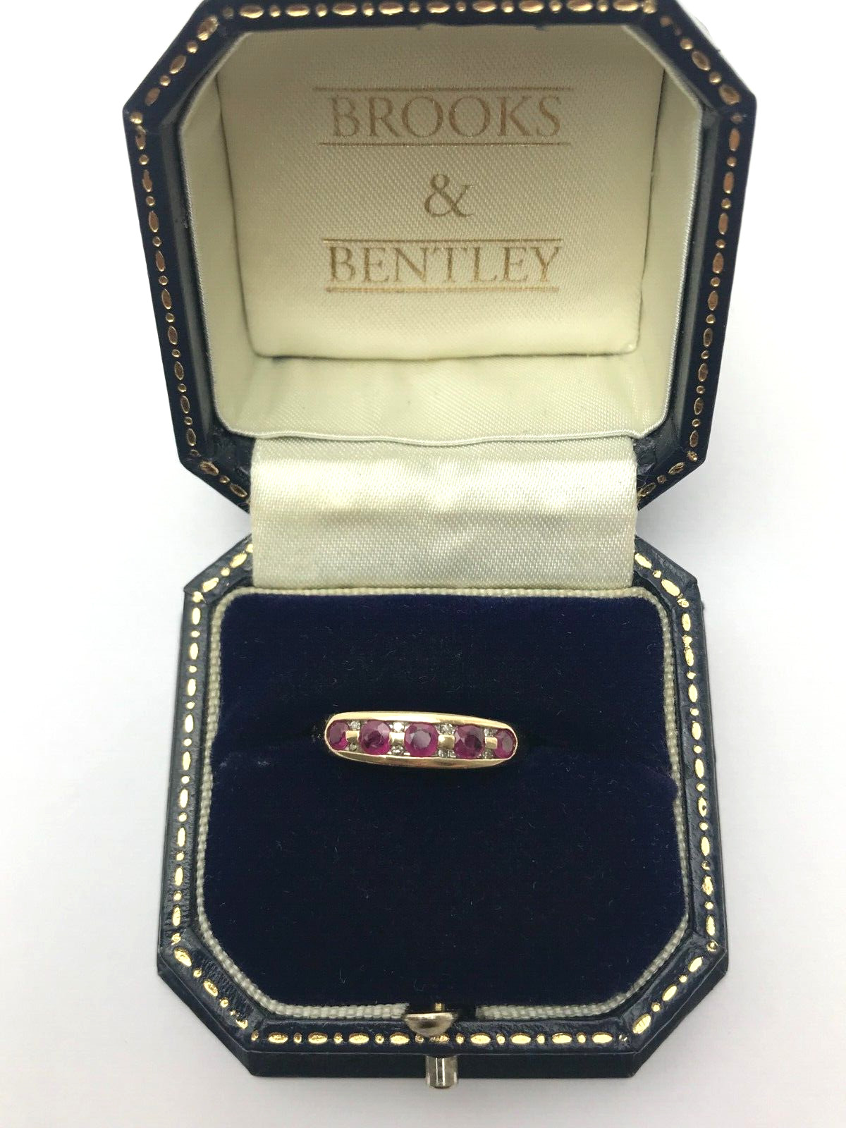 Ruby and Diamond 9ct Gold Ring Half Eternity Ruby… - image 1