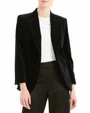  595 NWT Theory Cinched Dot Velvet Black/ White Blazer sz 4