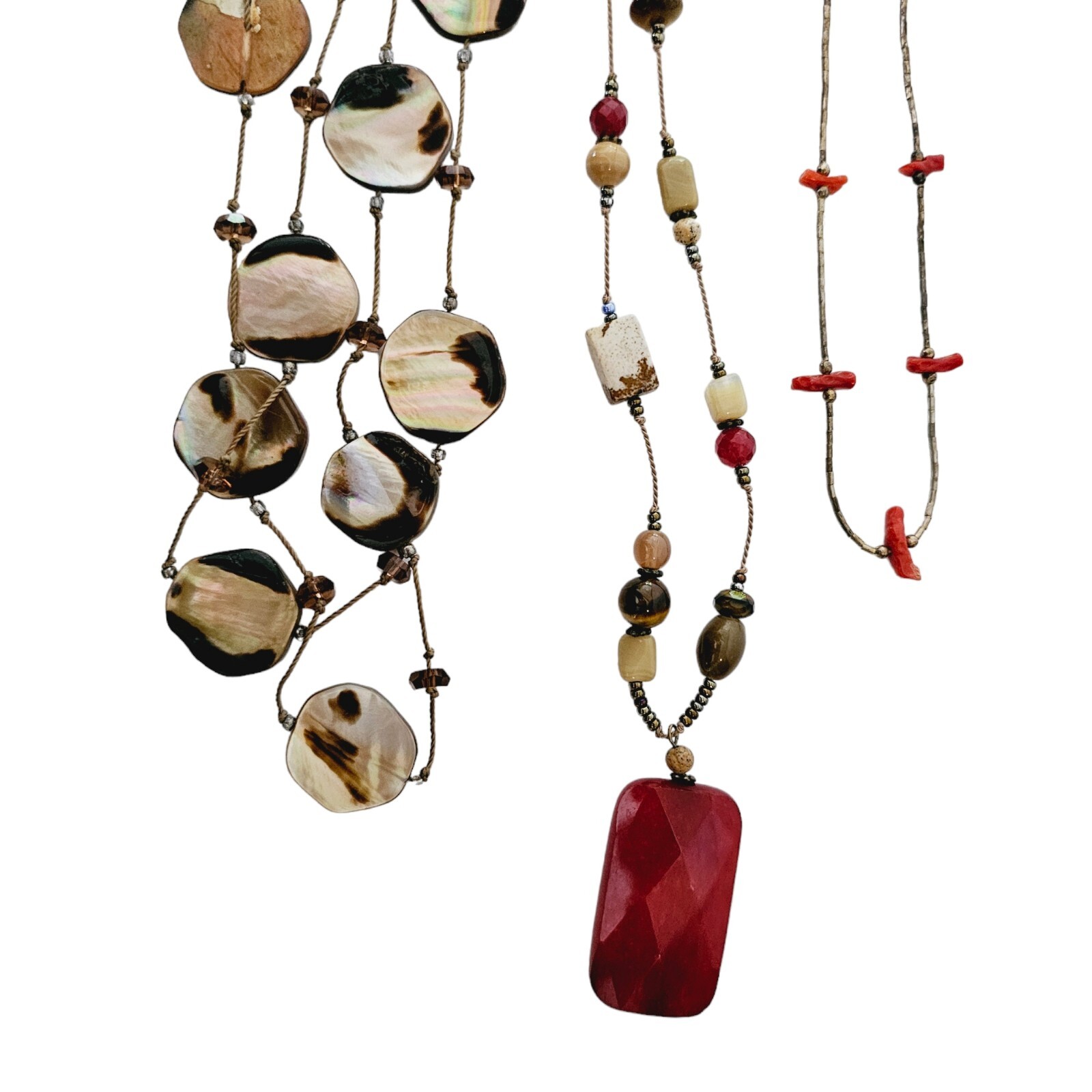 3 Necklaces Layering Mop Abalone Shell Quartz Tig… - image 12