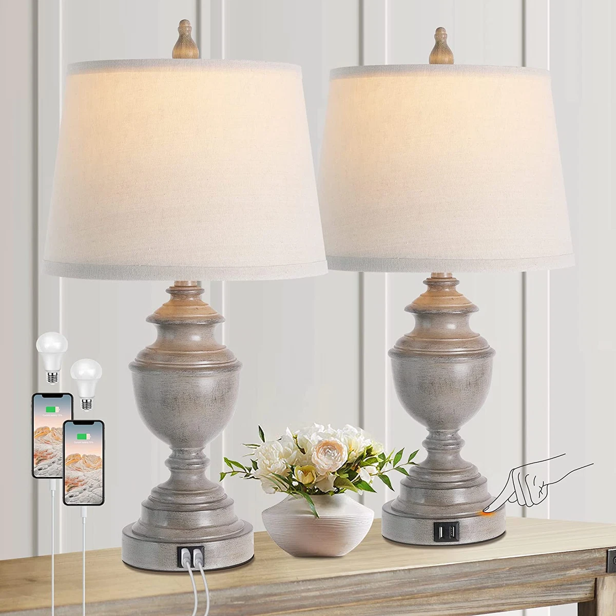 Silver grey online table lamps