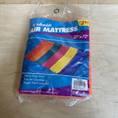 New Vintage Inflatable Vinyl Air Mattress 27x72 (6ft) Unbranded Red Floatie
