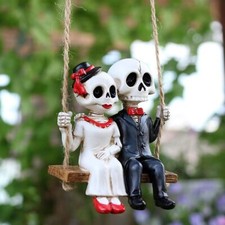 3.3" Cute Skull Figurine Resin Sculpture Funny Tree Hanging Halloween Ornaments