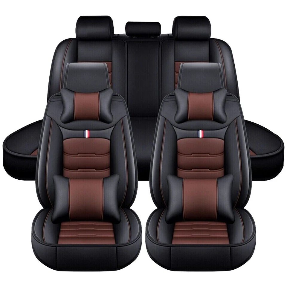 Juego completo de funda de asiento de cuero 5 asientos protector trasero delantero para Jeep Grand Cherokee Foto 2 de 4