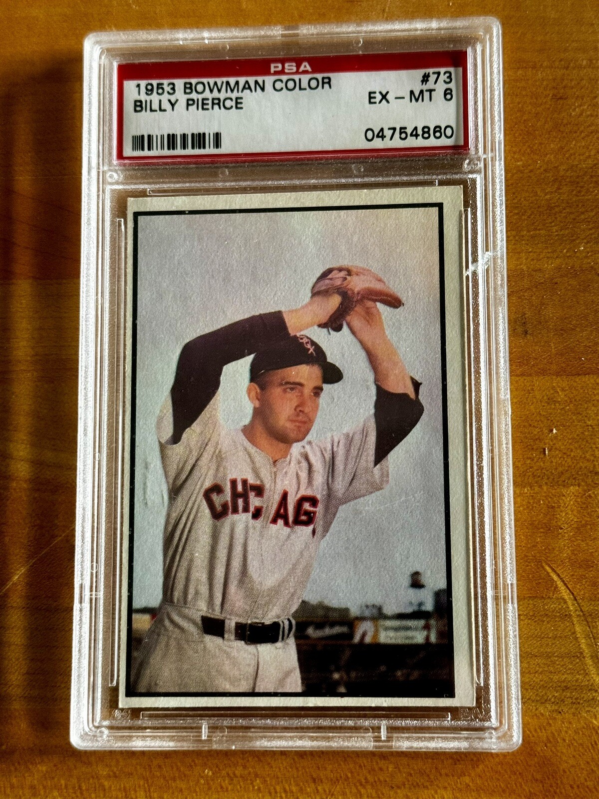 1953 Bowman Color Billy Pierce #73 PSA 6 Cracked Holder