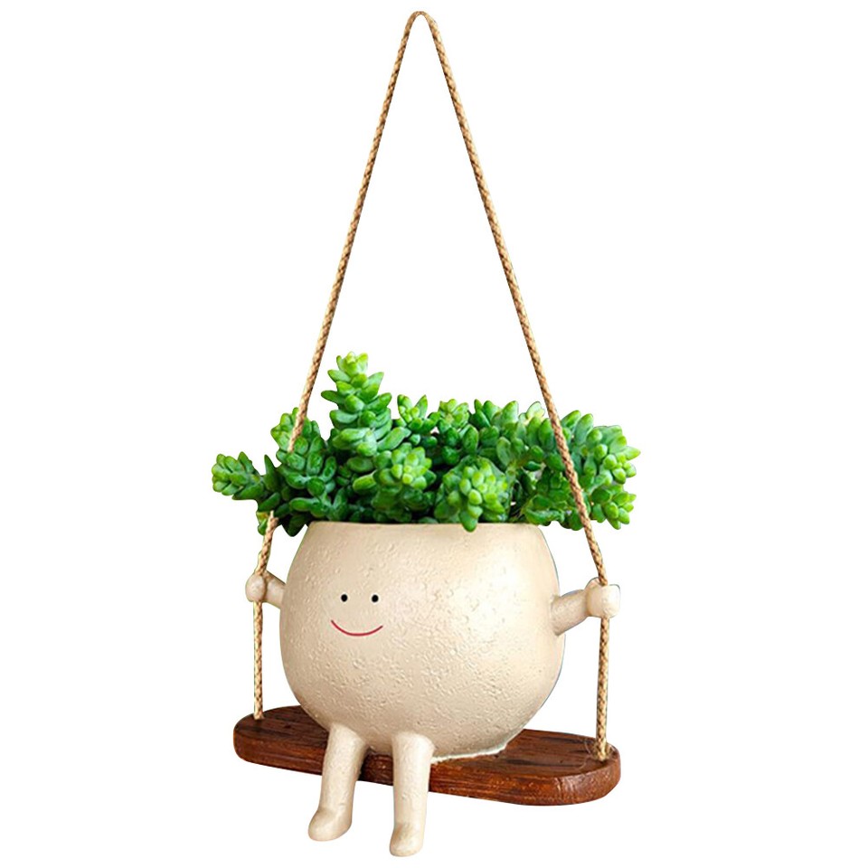 Swing Face Planter Creative Wall Hanging Head Planter for String of