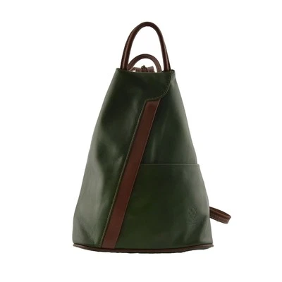 Zaino in Pelle - Anfissa Vert et Brun - Photo 1/4