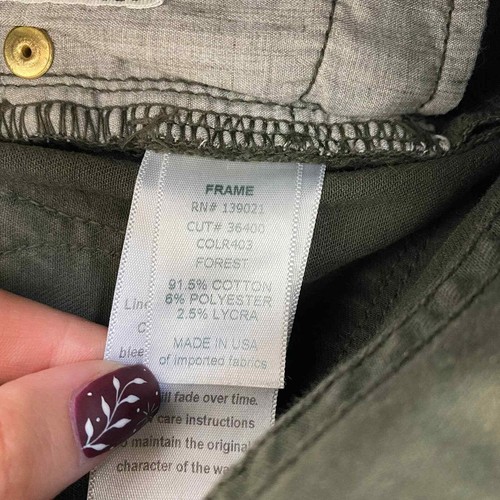 Frame Le Skinny De Jeanne Jeans Womens Forest Green Ripped Mid Rise Size 25 - Picture 8 of 9