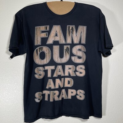 Famous Stars And Straps Spell Out T-Shirt Size XL Travis Barker Black VTG Y2K