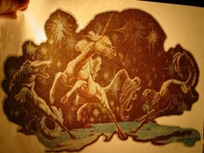 WILD UNICORN VINTAGE 1970's HEADSHOP IRON ON TRANSFER -NICE, B-25