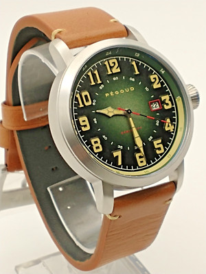 PEGOUD ''PREMIER'' New in Box Men's Watch, Vintage Style Dial, Date Window, 44 mm