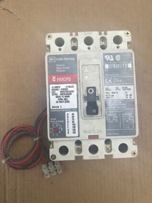 Cutler-Hammer 15A 600V-AC 3 Pole Circuit Breaker (HMCPS015E0C) Good Condition