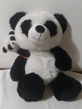 Plush Stuffed Bear Pete And Paulie Panda 16" Hugfun Int'l Mom Baby Black White