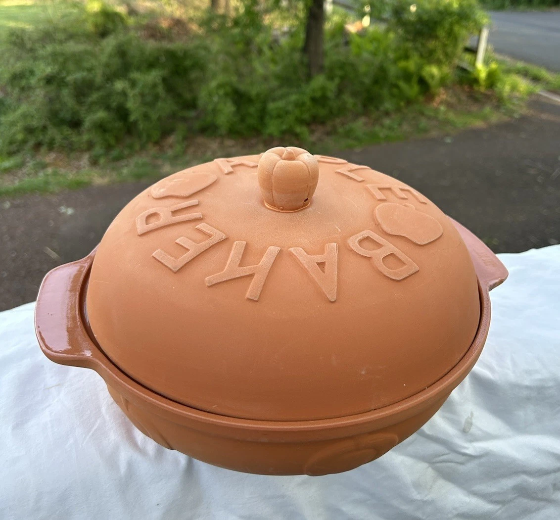 Large 10.75" Terra Cotta Glazed Dutch Oven Apple Baker Cookin' the American Way