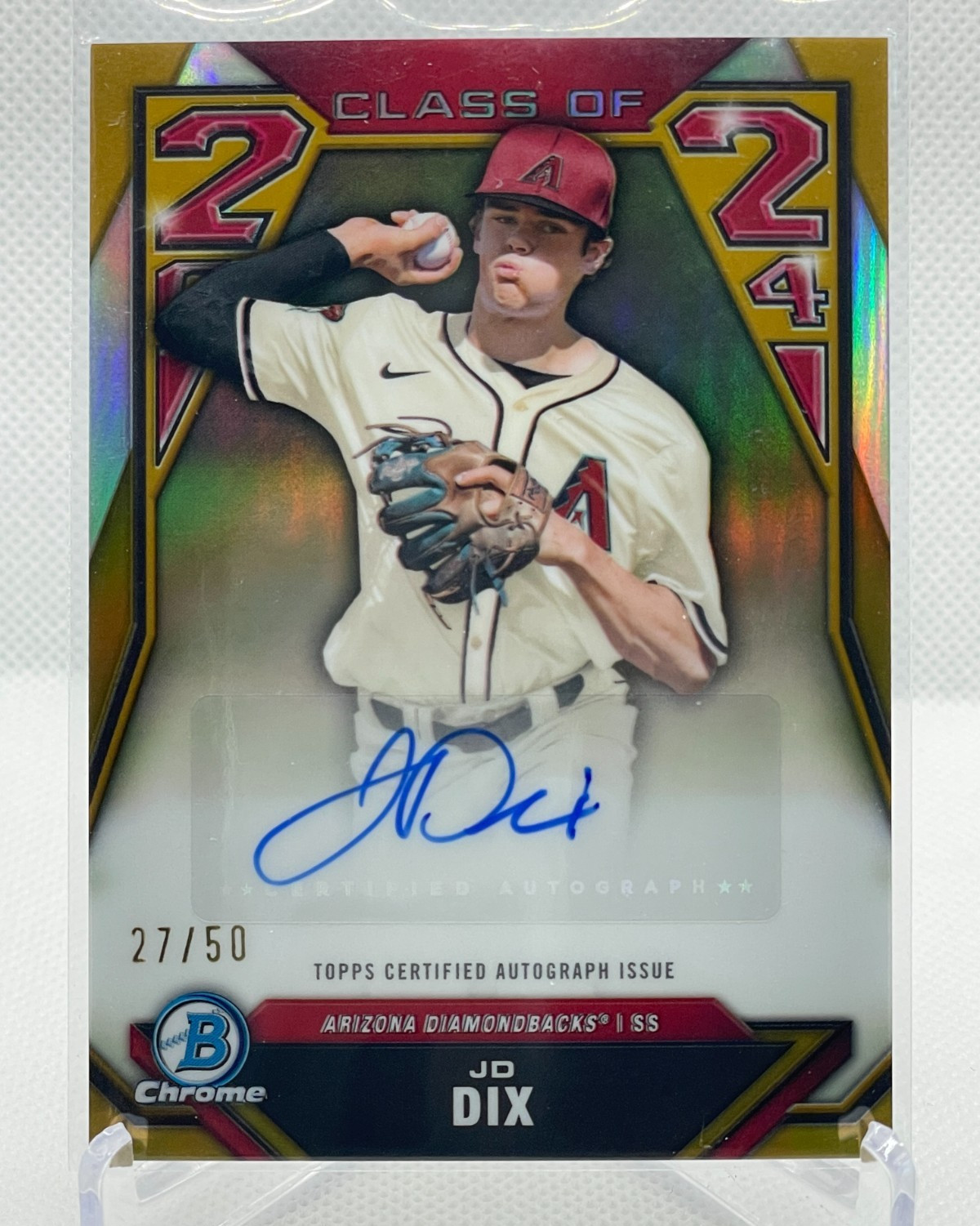 JD DIX 2024 Bowman Draft Class of 2024 Gold Refractor  Auto /50