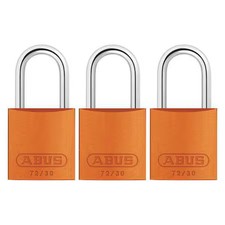 Abus 72/30 Ka X 3 Lockout Padlock, Keyed Alike, Aluminum, Orange, 1 In Shackle