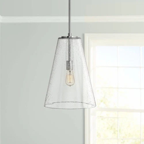 Hinkley Vance 13"W Polished Nickel and Glass Pendant Light - Picture 1 of 10