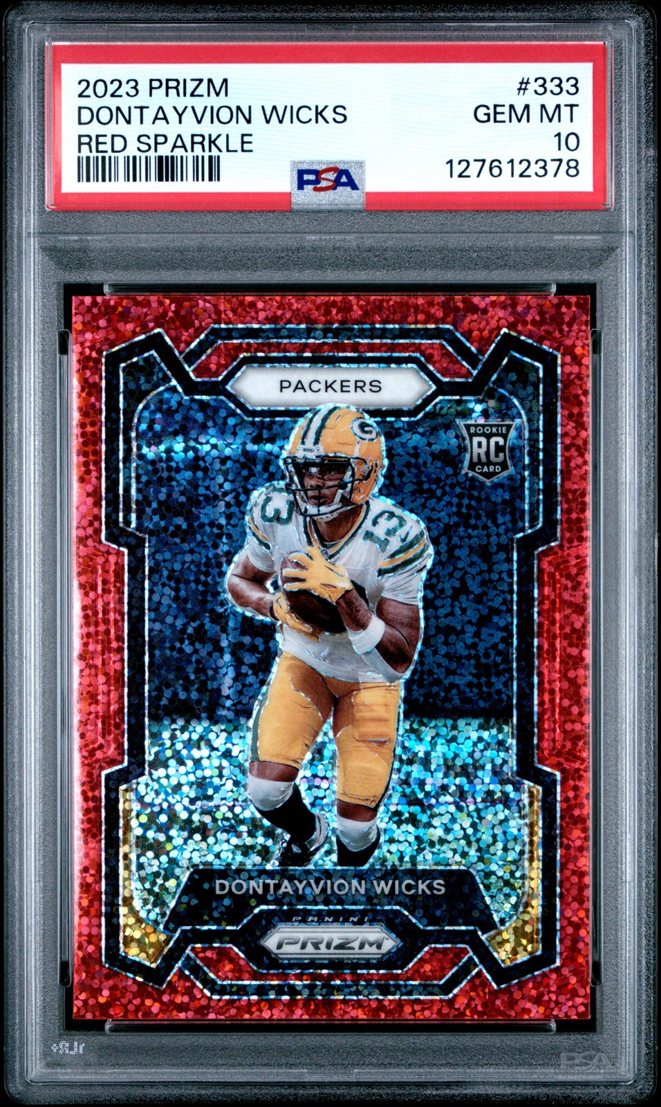 Dontayvion Wicks Panini Prizm #333 Red Sparkle