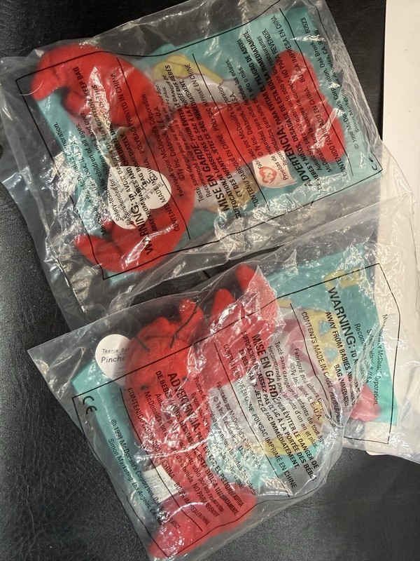 McDonalds 1998 TY Pinchers (Lobster) Teenie Beanie Baby Happy Meal Toy SEALED #5