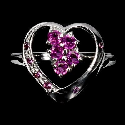 925 Sterlingsilber Ring Rund Rhodolit Granat Matural Edelstein Schmuck Größe 8 - Bild 1 von 4