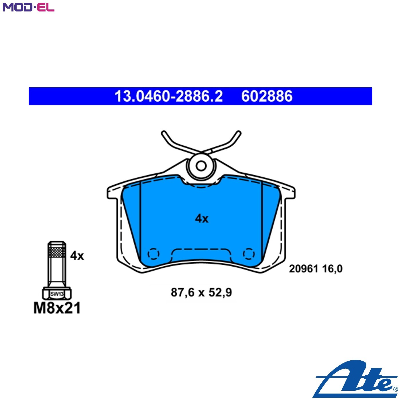 BRAKE PAD SET DISC BRAKE 13.0460-2886.2 FOR SKODA OCTAVIA/Combi VW NEW GOLF/Mk