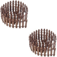  Set of 2 Miniature Garden Accessories Model Picket Fence Prop Wooden