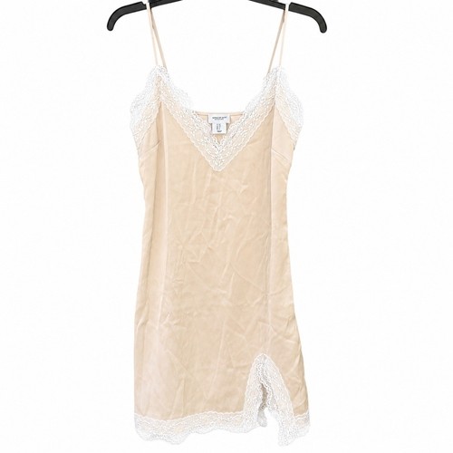 Song of Style Womens S Mini Slip Dress Beige Lace Trim Satin Adjustable Costume