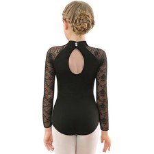 Girls Dance Leotard Toddler Lace Neck Leotard Kids Long Sleeve Leotard