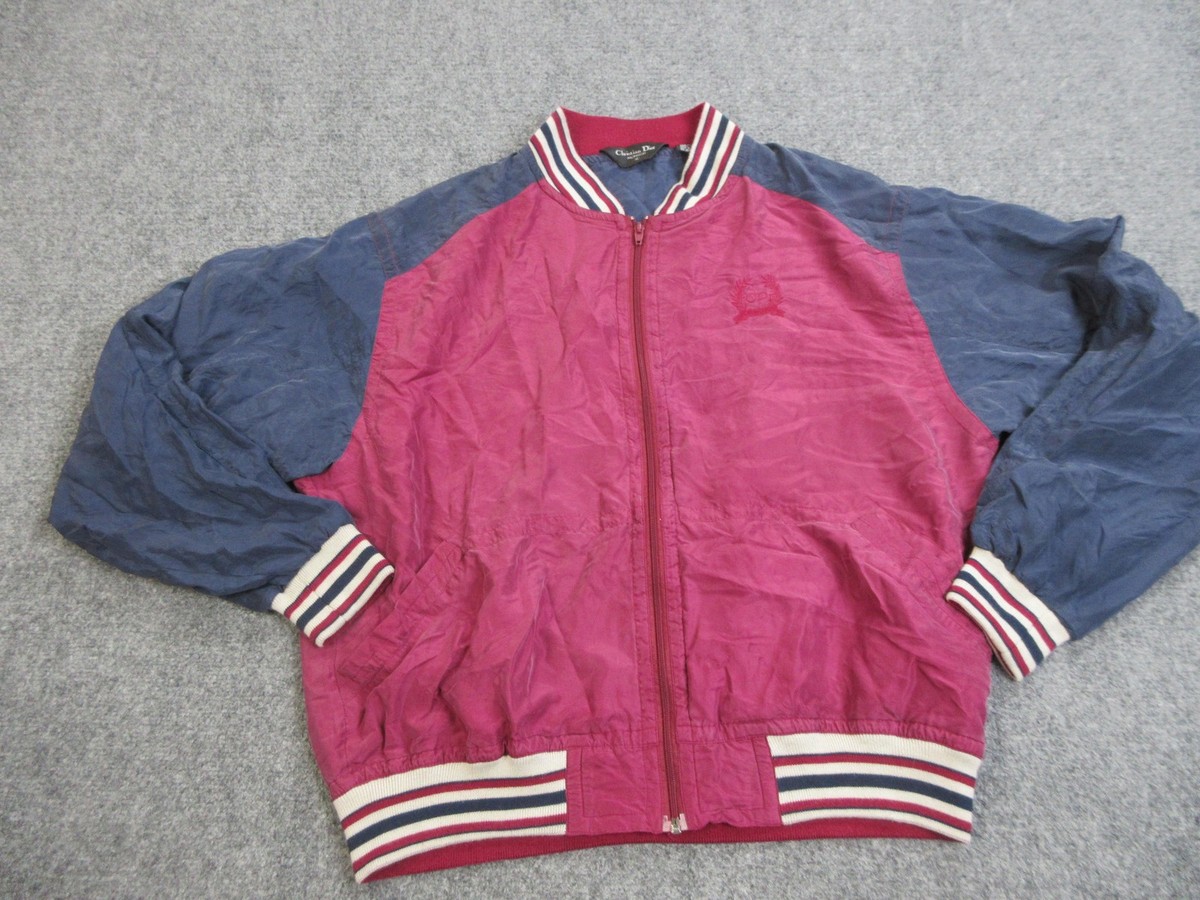 Vintage Christian Dior Monsieur Jacket Mens XL Red Navy Silk Vintage Christian Dior Monsieur Jacket Mens XL Red Navy Silk