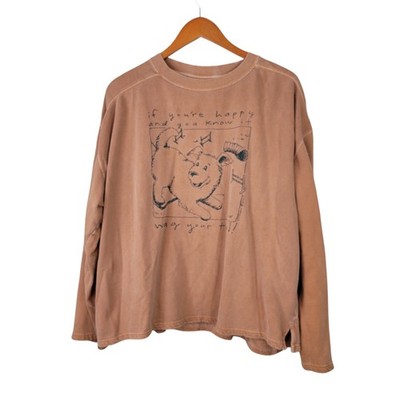 Vtg Dog Crewneck Sweatshirt XL Authentic Pigment If You're Happy & You Know it
