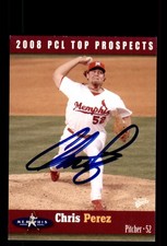 Signed Baseball Card Auto Chris Perez 2008 Pacific Coast League Top Prospects