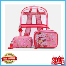 Strawberry Shortcake Girls 17" Clear Backpack Lunch Set Pink 3PC