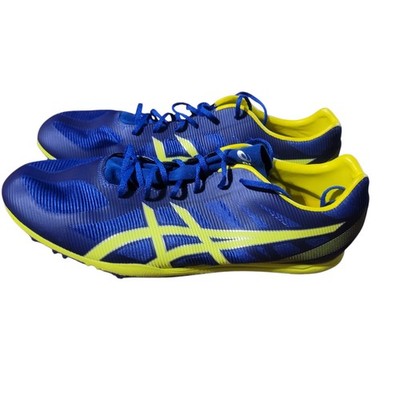 Asics Heat Chaser Men Blue Yellow Track Field Distance Spikes G504N Racing Shoes