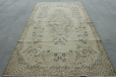 Turkish Large Rug 5,3x9,4 ft (163x288 cm), Vintage Gray Animal Print Wool Rug