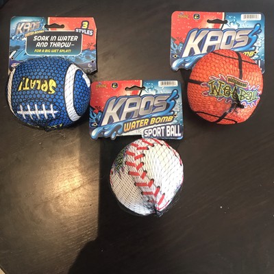 Kaos Water Bombs  Soak In Water n Throw - Baseball, football , basketball 3 pack