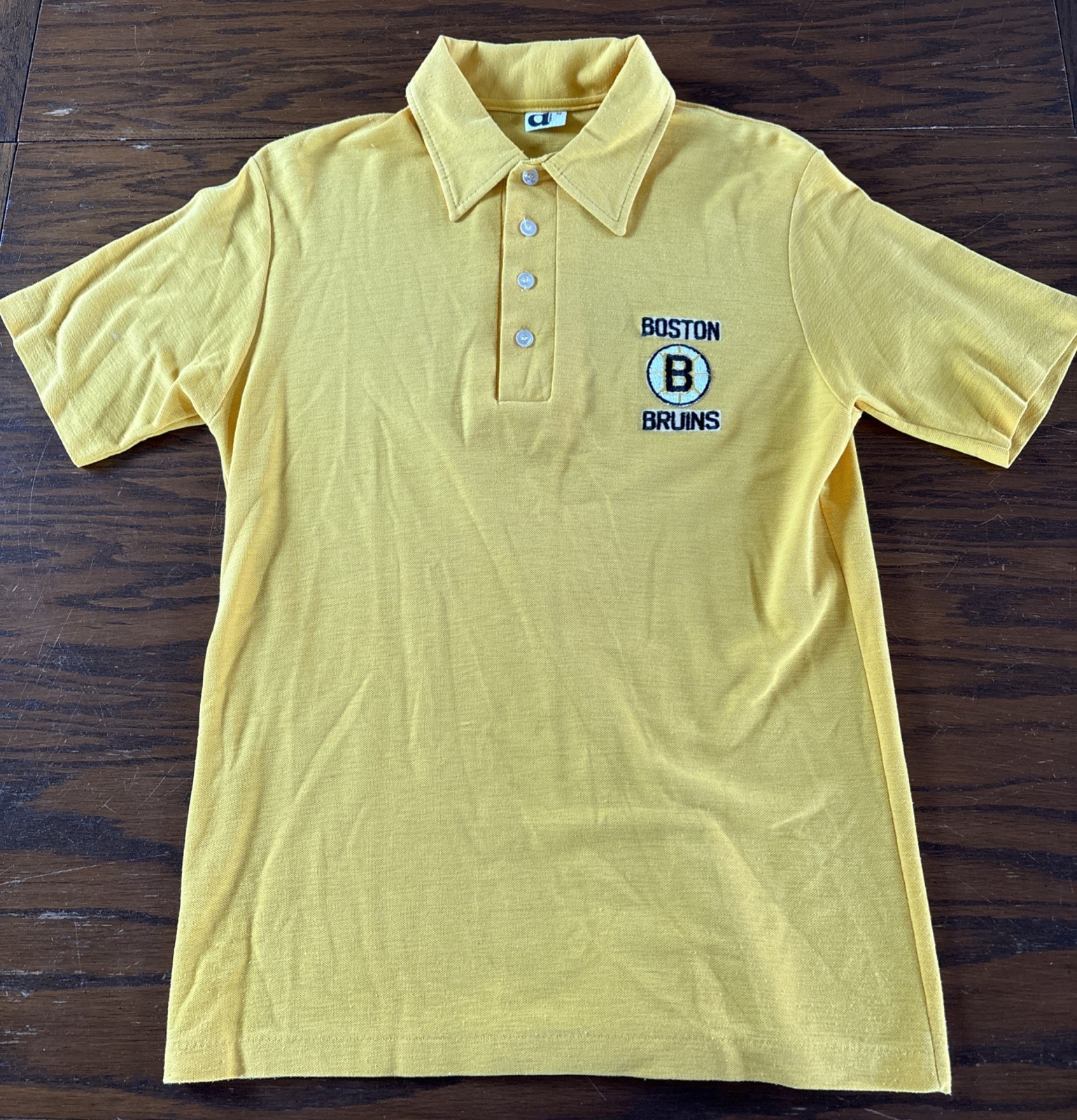 Vintage 70s 80s Boston Bruins NHL Hockey Mens Embroidered Polo Shirt Medium