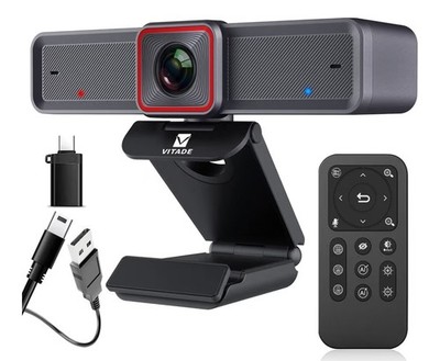 4K Webcam with AI-Powered Framing,Remote Control Web Camera/10X Digital Zoom 4k 