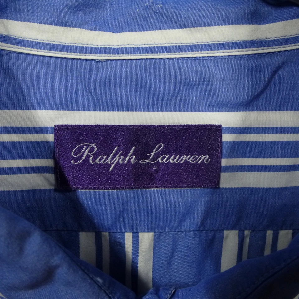 Ralph Lauren Shirt Mens 2XL Blue White Striped Purple Label Cotton Italian Made - Image 4 of 4