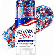 Patriotic Face Glitter Stick Red White Blue 4th of July Hair Body Glitter for