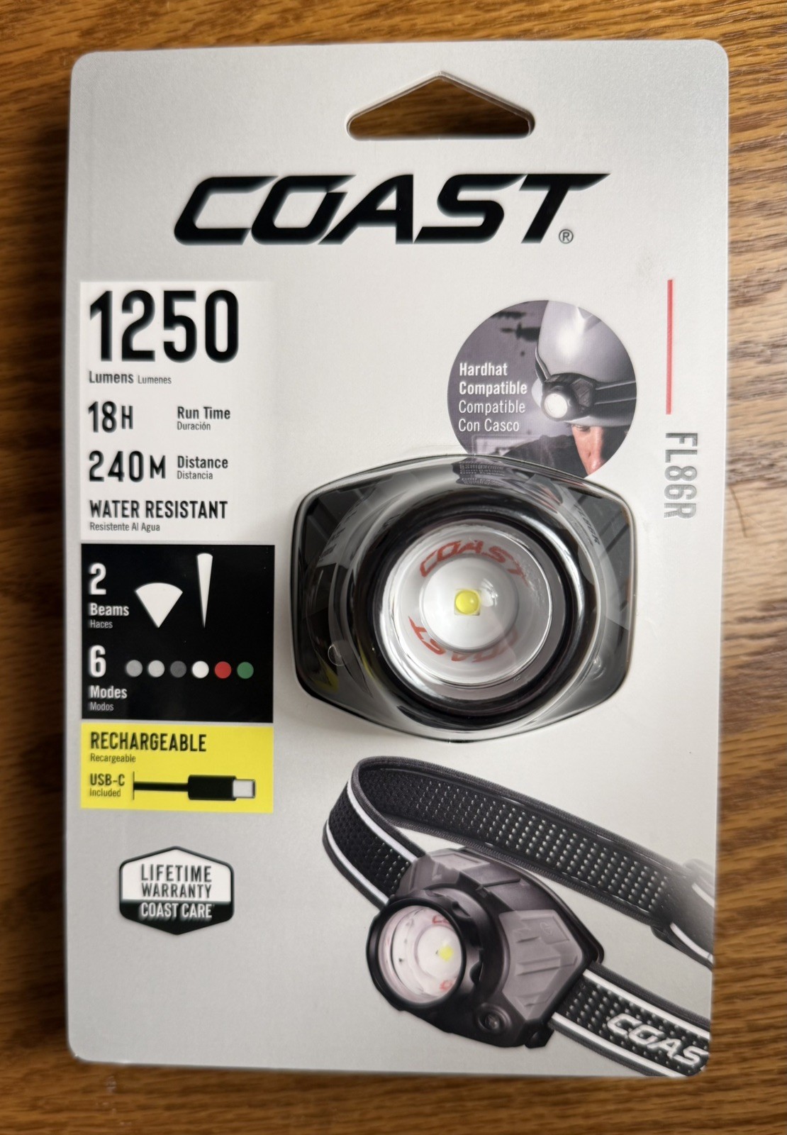 Coast FL86R 1250 Lumen wiederaufladbare LED-Stirnlampe | Fokusstrahl | wasserdicht