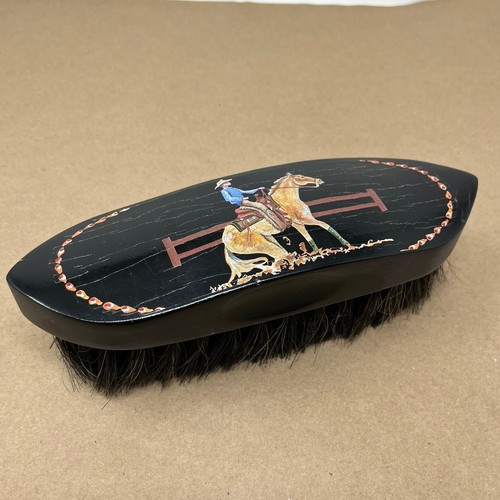 VTG Horse Grooming Brush Portrait Cowboy 9" length Equestrian
