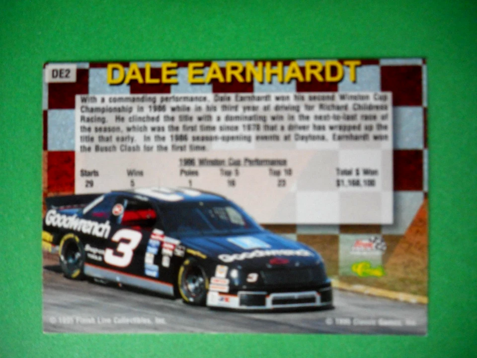 Dale Earnhardt Sr signed 1995 Classic Finish Line 7X #3 RCR Chevy WC card #DE2 - Image 3 of 3