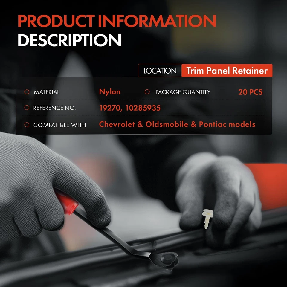20 piezas clips de retención de resistencia de nailon de 8 mm para Chevy Venture Pontiac Montana Foto 2 de 4