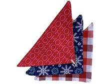 Dog Bandanas Lot of 3 Christmas Winter 17.5 x 17.5  Snowflakes Plaid HoHoHo