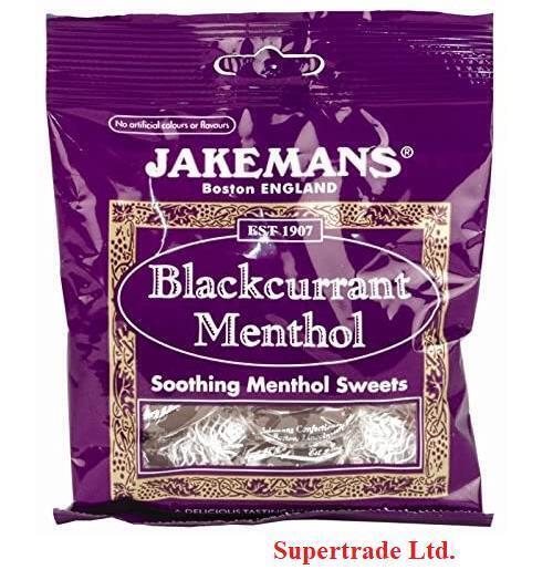 Jakemans Blackcurrant Soothing Menthol Sweets Bags Lozenges - 73g  X 10
